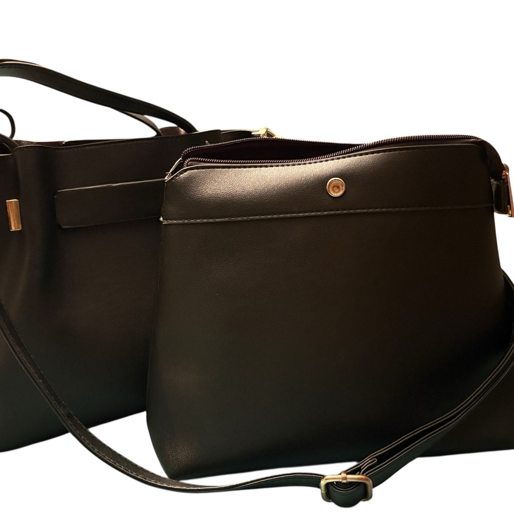 Sophisticated Black Shoulder Bag Set